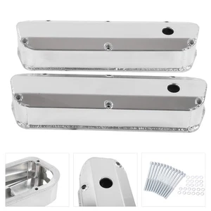 2pcs Fabricated Satin Aluminum Valve Covers Car Accessories For Small Block SLS - Picture 1 of 23