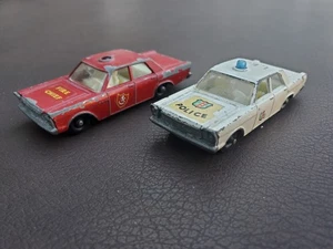 Matchbox Lesney Ford Galaxie 55/59 Police w/blue dome light, Fire lot - Picture 1 of 6