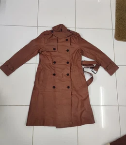 Men's Brown Genuine Lambskin Leather Trench Coat Casual, Party, Cocktail Size S - Picture 1 of 5