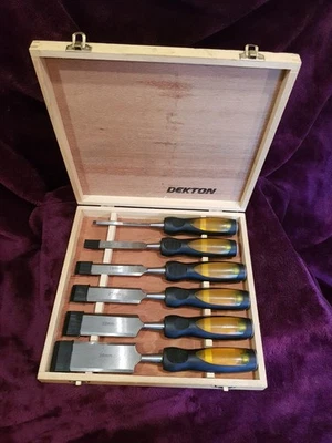 DEKTON Boxed Set 6 Pcs Carpenters Bevel Edge Chisels - Image 1 of 4