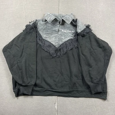 Vintage Harley Davidson Sweatshirt Womens Medium Fringe Blank Gray Crewneck - Image 1 of 4