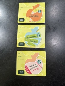 2025 Starbucks Gift Cards SET OF 3 Teacher Appreciation Apple Die Cut NEW - Picture 1 of 1