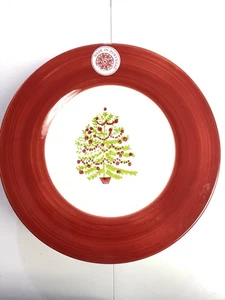CMG Portugal Dinner Plate NWT Christmas Tree Hand painted Red 11” - Picture 1 of 7