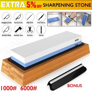 Dual Whetstone Waterstone Knife Sharpening Water Wet Stone Sharpener A1000/6000 - Picture 1 of 12