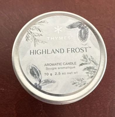 Thymes Highland Frost Travel Tin Candle Petite Scented Candle Sage & Eucalyptus - Image 1 of 4