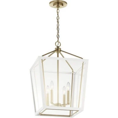 Kichler Champagne Bronze & White 4-Light Foyer Pendant Light Fixture-Delvin - Image 1 of 4