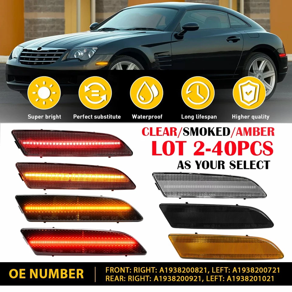 2-40X Front Rear Bumper Signal Side Marker Light For 04-08 Chrysler Crossfire EH - Imagem 1 de 1