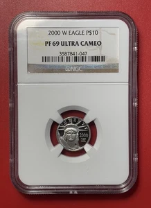 2000 W Proof Platinum $10 American Eagle 1/10 Oz., Gem, NGC PF69UC. - Picture 1 of 2