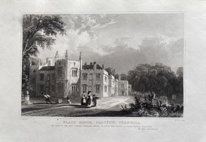 Impresión antigua de 1831; Prideaux House, Padstow, Cornualles después de T. Allom - Imagen 1 de 2