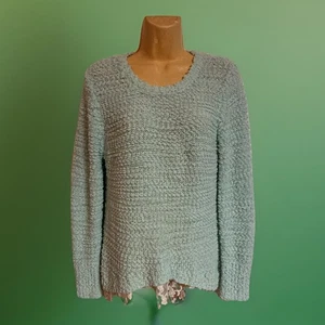 No Boundaries Mint Green Sweater Top Size XL(15-17) Lace Bottom Long Sleeves - Picture 1 of 12