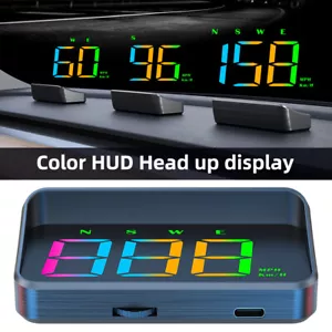 Universal Digital GPS Speedometer Car HUD Head Up Display MPH/KM Overspeed Alarm - Picture 1 of 24