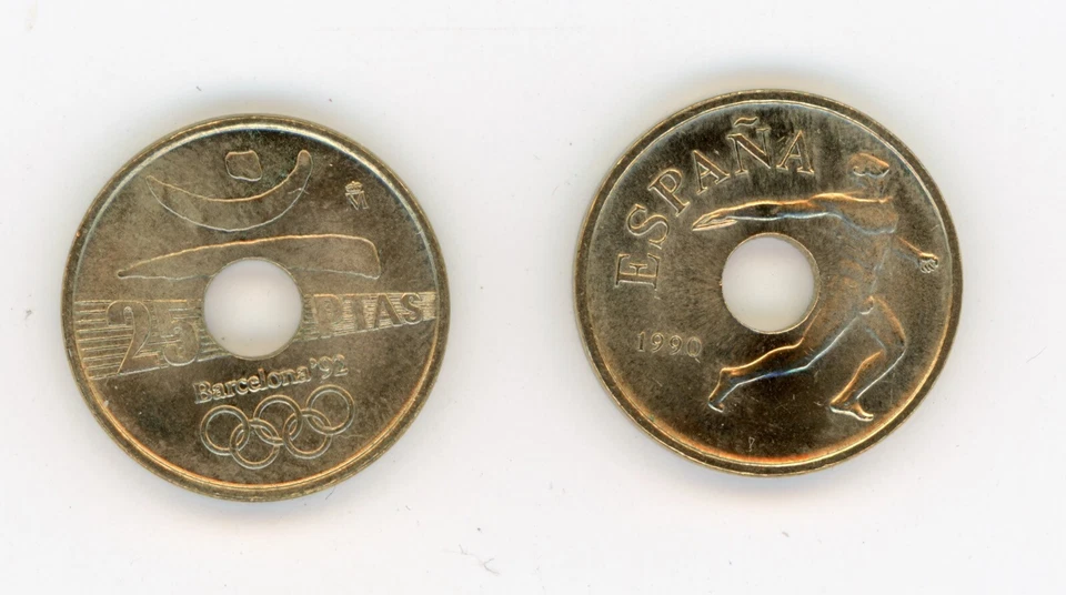 Spain - España 25 Pesetas 1990 KM 850 from mint roll UNC  - Image 1 of 3