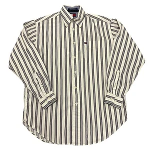 Tommy Hilfiger Shirt Striped Mens S Long Sleeve 100% Cotton Button Up - Picture 1 of 11