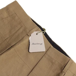 Sartorio Kiton NWT Chinos / Casual Pants Size 50 (34 US) Light Brown 100% Linen - Picture 1 of 14