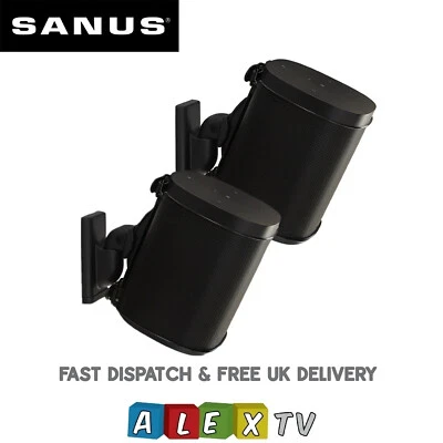 Pair Sanus WSWM22 Adjustable Speaker Wall Mount SONOS ONE, PLAY:1 & PLAY:3 Black - Image 1 of 4
