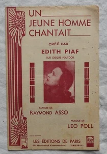 Partition ancienne " UN JEUNE HOMME CHANTAIT Edith Piaf 1937 - Picture 1 of 2