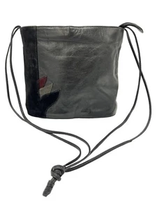 Vintage Lanvin Paris Shoulder/ Crossbody Bag Black Leather Suede Zipper RARE - Picture 1 of 18