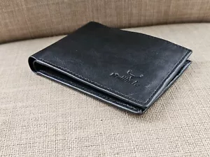 Bullhide Men Wallet Black Genuine Leather Card Holder Billfold Handmade Purse - Picture 1 of 10