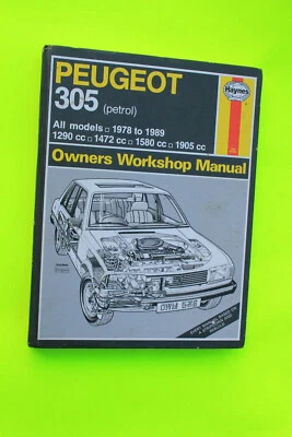 PEUGEOT 305 PETROL 1978-1989 1290-1472-1580-1905cc HAYNES WORKSHOP MANUAL No0538 - Image 1 of 4
