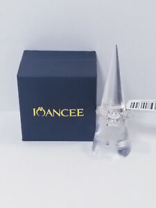 Joancee Emerald Cut White Sapphire Sterling Silver Ring sz 6.5