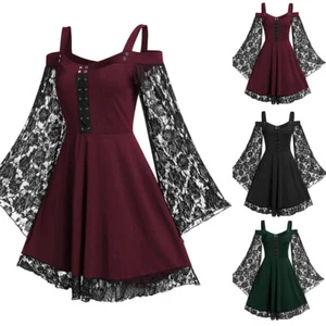 Mujer Fuera del Hombro Manga Acampanada Vendaje Fiesta Noche Vestido Solero Vestidos - Imagen 1 de 4