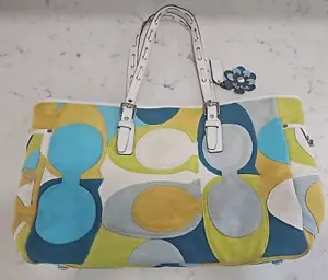 Vintage Coach Limited Edition Suede Leather Multicolor Optic Tote Bag RARE - Bild 1 von 11
