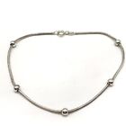 925 Italy Sterling Silver Vintage Bead Ball Chain Bracelet Anklet 9"