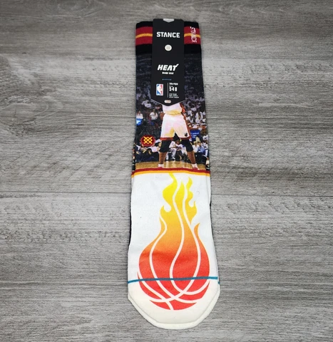 Stance 548 NBA Miami Heat Dwayne Wade Chris Bosh Men's Crew Socks L (9-12) NEW Cover