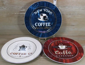Sakura Plates 3 Coffee Break Wall Hanging or Dessert Plates Paris-NY-Dark Roast - Picture 1 of 7