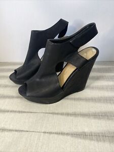 Chinese Laundry black Peep toe platform wedge sandal size 9/40