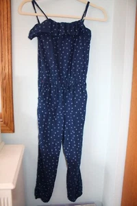 POLO Ralph Lauren Girls Size 7 Blue Star Ruffle Cotton Sleeveless Jumpsuit - Picture 1 of 4