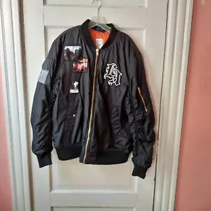DIVIDED by H&M Lightweight Jacket Black w/Military Patches-Size Large - Picture 1 of 6