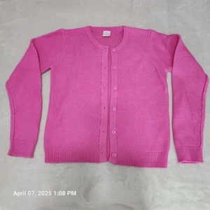 Hanna Andersson Girls US 12 / 150 Hot Pink Knitted Button Up Cardigan Sweater - Picture 1 of 9