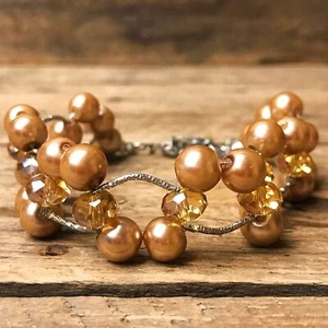 Light Gold Pearl Bead 8" Bracelet - Picture 1 of 2