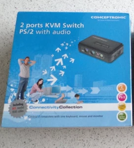 A Conceptronic 2 Ports KVM Switch PS/2 with audi New and sealed - Picture 1 of 3