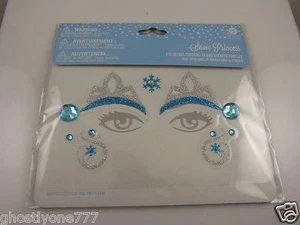 Tatuajes faciales arte corporal piel Halloween nieve princesa azul plata bling - Imagen 1 de 3