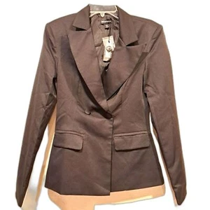PrettyLittleThing tall woven pocket detail double breasted blazer size 4 NWT  - Picture 1 of 10
