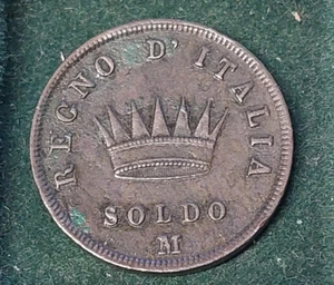 Napoleone Regno d'Italia 1 Soldo 1812 M In BB - Foto 1 di 2