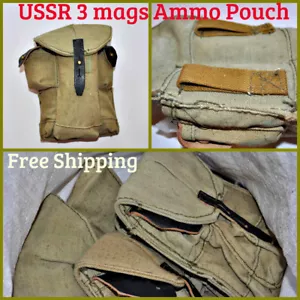 Sowjetisch-russisches Gewehr Munitionstasche Leinwandtasche 3 Zeitschriften unveröffentlichter Militärüberschuss - Bild 1 von 10