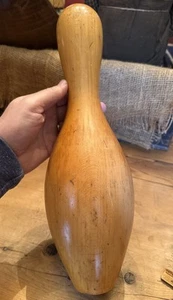 SPILLA DA BOWLING VINTAGE 15" IN LEGNO acero antico - Foto 1 di 6