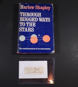 lot - Signed Harlow Shapley clip plus "Through Rugged Ways To The Stars" book - Picture 1 of 11