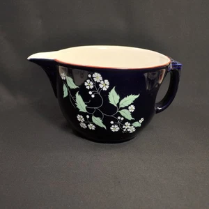 Hall Blue Garden Batter Bowl Pitcher Cobalt White Red Trim Original 1939-1953 - Picture 1 of 12