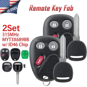2 for 2004 2005 2006 2007 Buick Rainier Ignition Key + Remote Fob 3B MYT3X6898B - Picture 1 of 11
