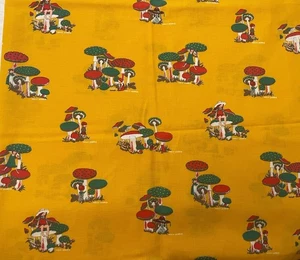 Holly Hobbie Fabric Vintage American Greetings Manes Mushrooms Cotton 46 x 2 Yds - Picture 1 of 6