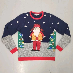 Suéter Feo Navidad Para Hombres Cazador Santa Old Dude Naranja Chaleco Árboles Grande Lrg - Imagen 1 de 5