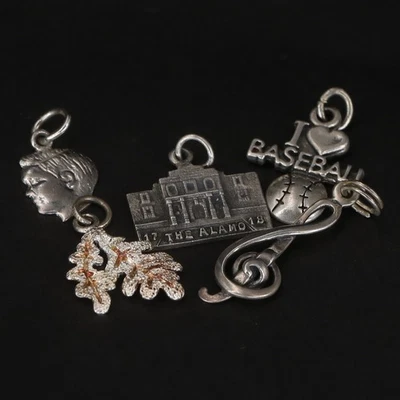 De Colección Plata de Ley - Lote de 5 Dijes Pulsera Béisbol Nota Musical Surtida - 2g Foto 1 de 4