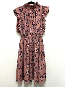 Abito donna Kate Spade increspato rosa prateria finto collo romantico floreale taglia M - Foto 1 di 14