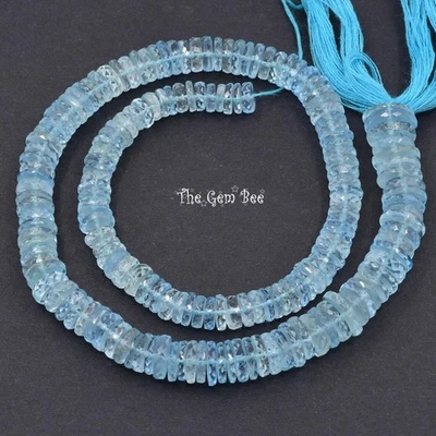 6,5 мм-11 мм Санта-Мария синий аквамарин граненый Heishi Rondelle бусина 14,5 дюйма - Изображение 1 из 4