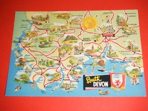 UNUSED MAP POSTCARD - SOUTH DEVON - Picture 1 of 1
