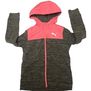 Puma full zip hoodie sweater youth kids medium 10 / 12 long sleeve Pink /gray - Picture 1 of 7